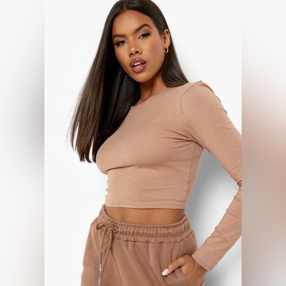 Shimmering Long Sleeve Crop Top